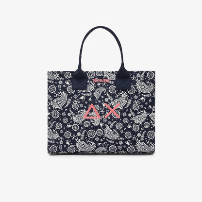 Borsa shopper in cotone a fantasia