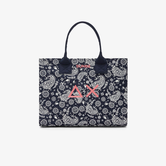 Borsa shopper in cotone a fantasia