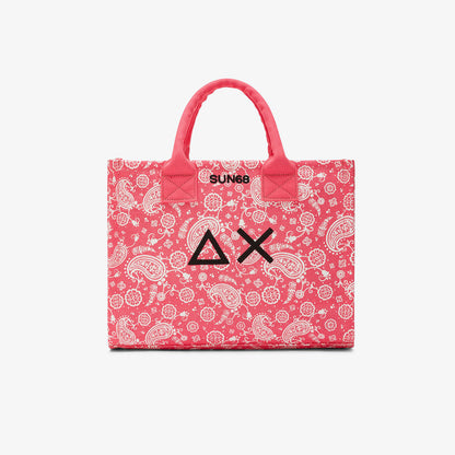 Borsa shopper in cotone a fantasia