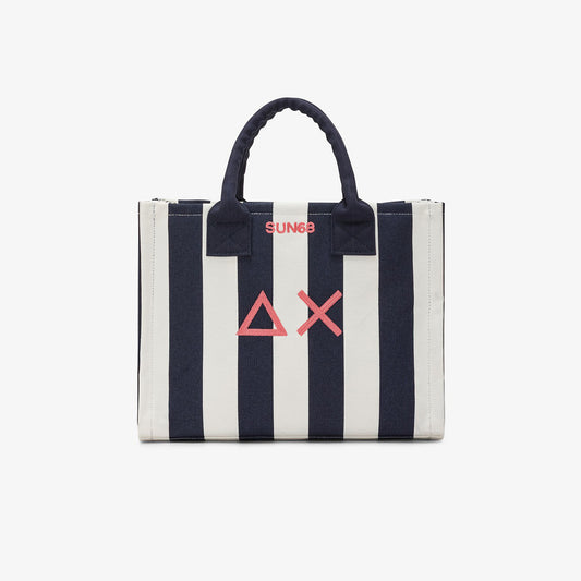 Borsa shopper in cotone a righe