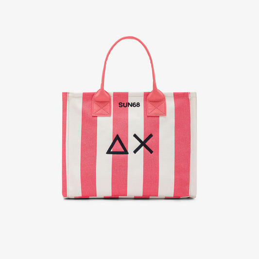 Borsa shopper in cotone a righe