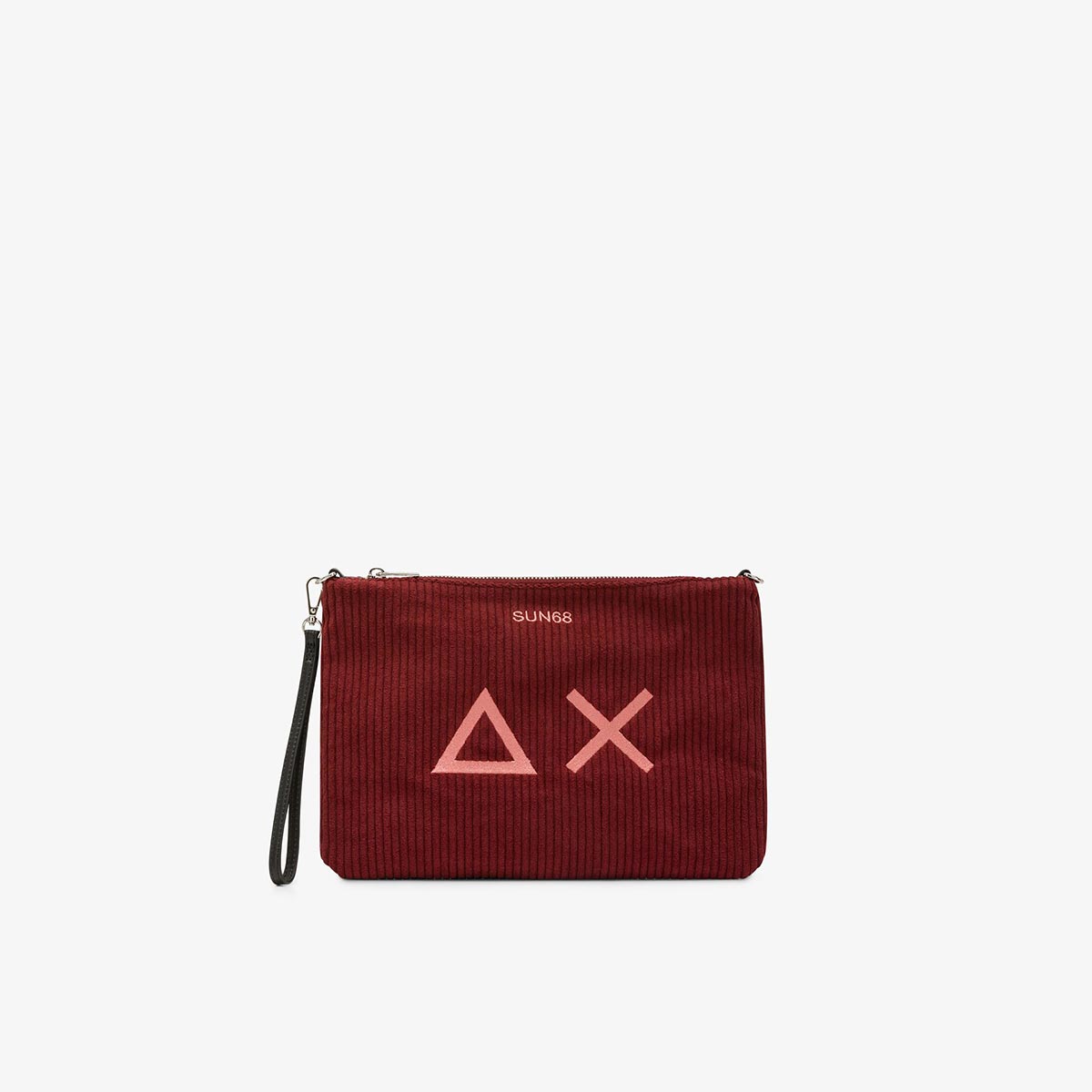 Pochette in velluto a coste con logo  bordeaux
