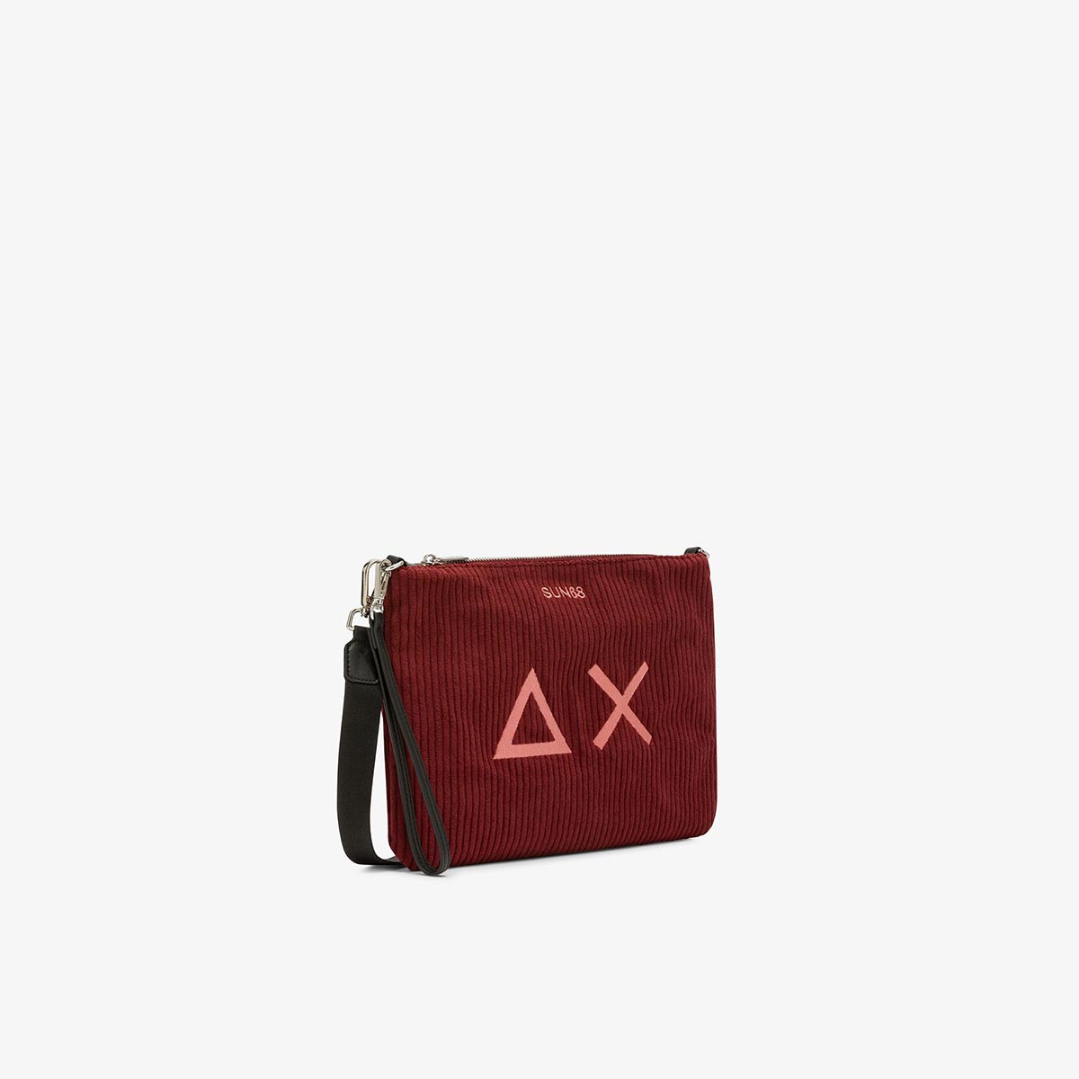 Pochette in velluto a coste con logo  bordeaux