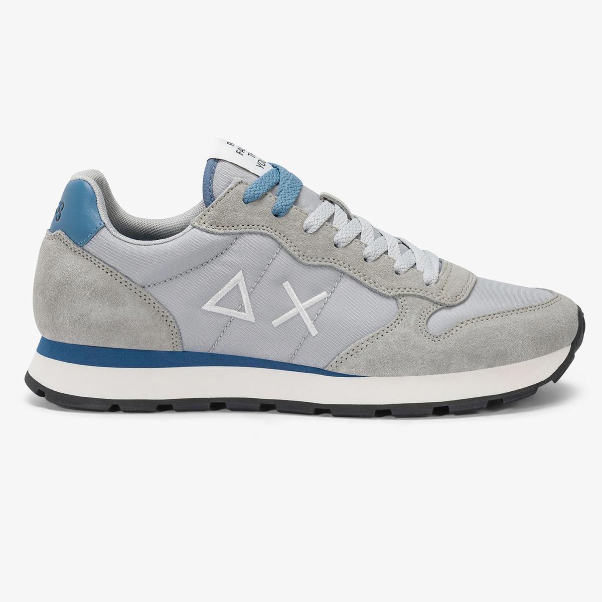 Sneaker in tessuto e camoscio grigio chiaro