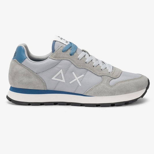 Sneaker in tessuto e camoscio grigio chiaro