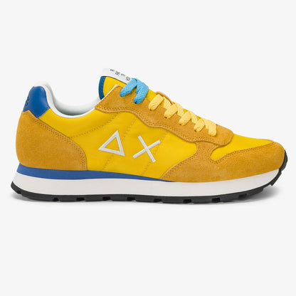 Sneaker in tessuto e camoscio giallo