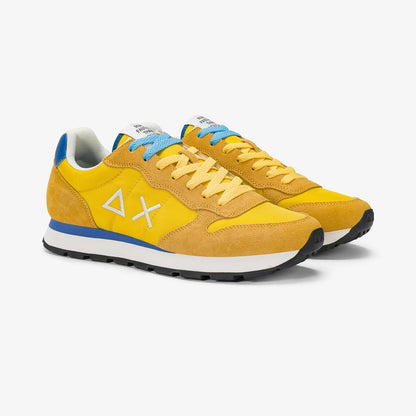 Sneaker in tessuto e camoscio giallo