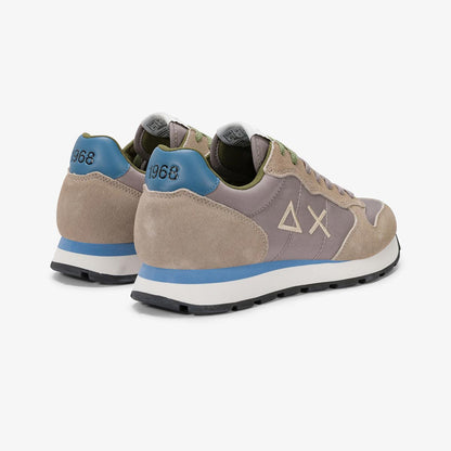 Sneaker in tessuto e camoscio stone