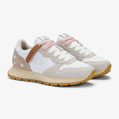 Sneaker vintage in suede bianca