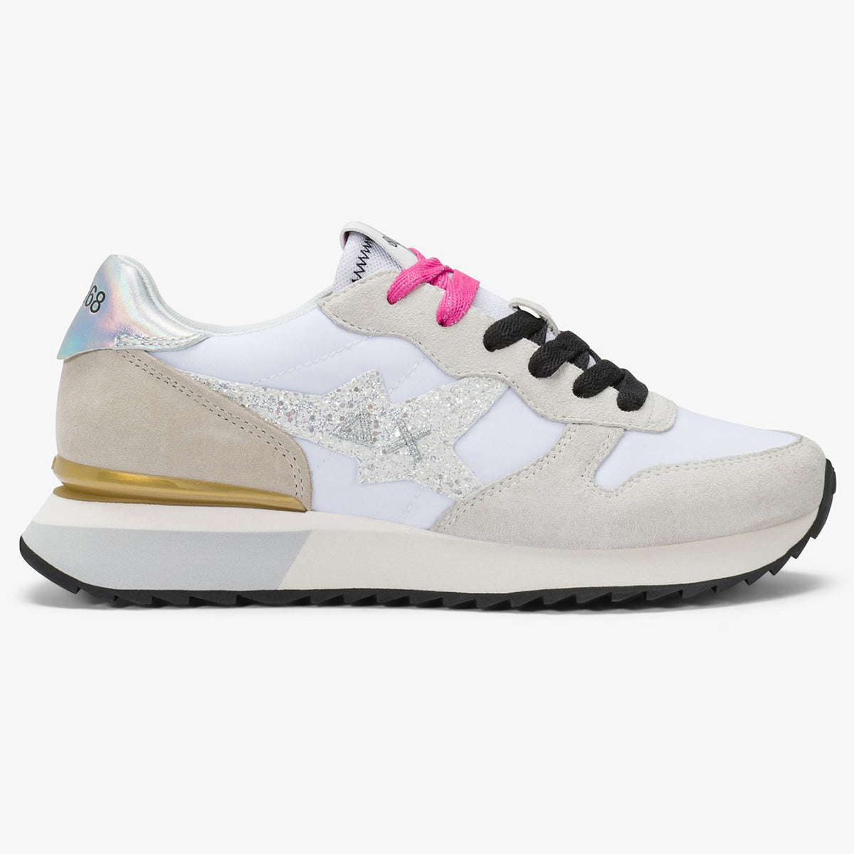 Sneakers glitter in suede bianca