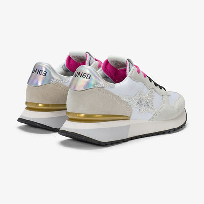 Sneakers glitter in suede bianca
