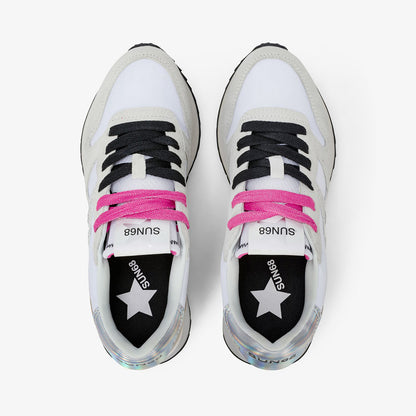 Sneakers glitter in suede bianca
