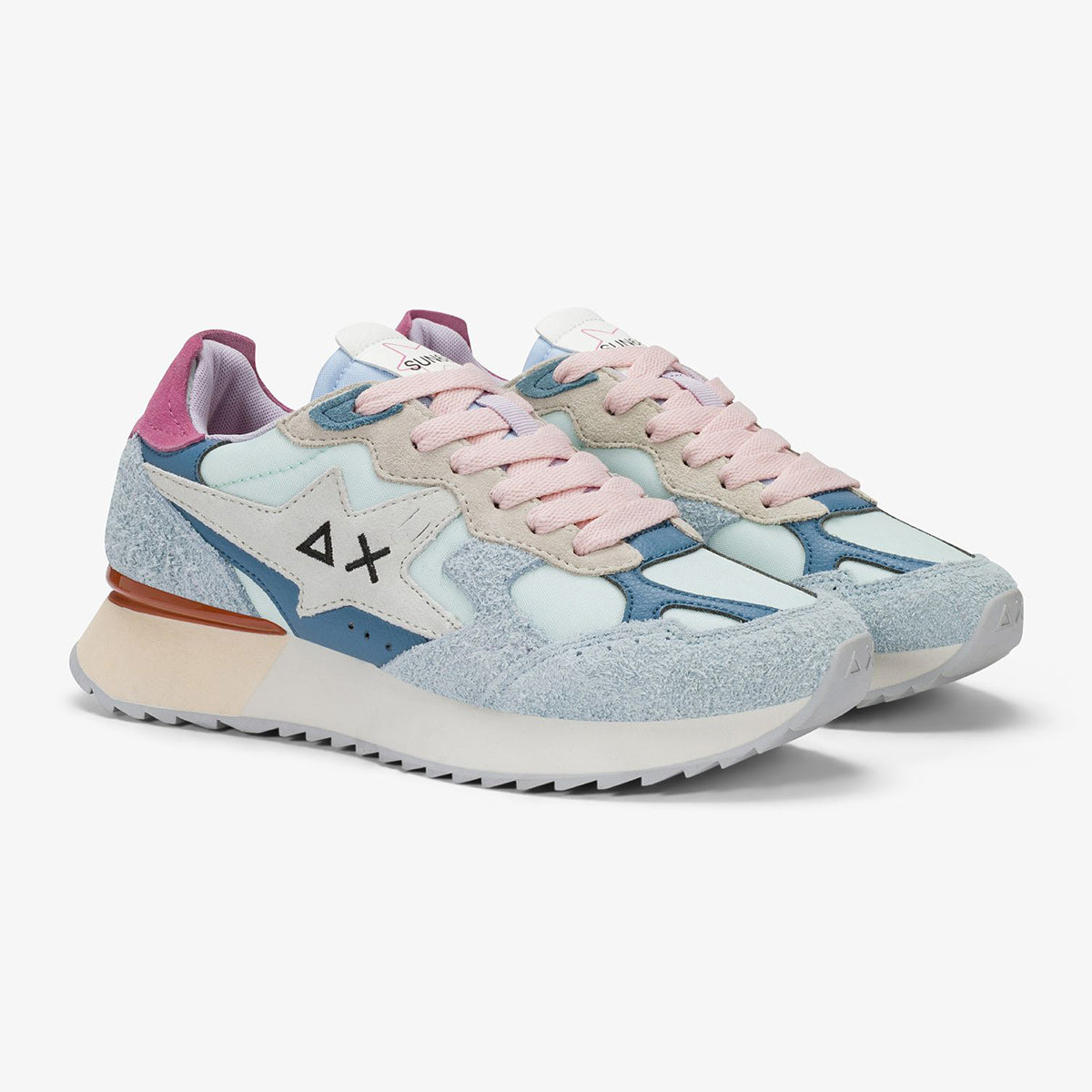 Sneaker  Multicolor in suede verde acquamarina