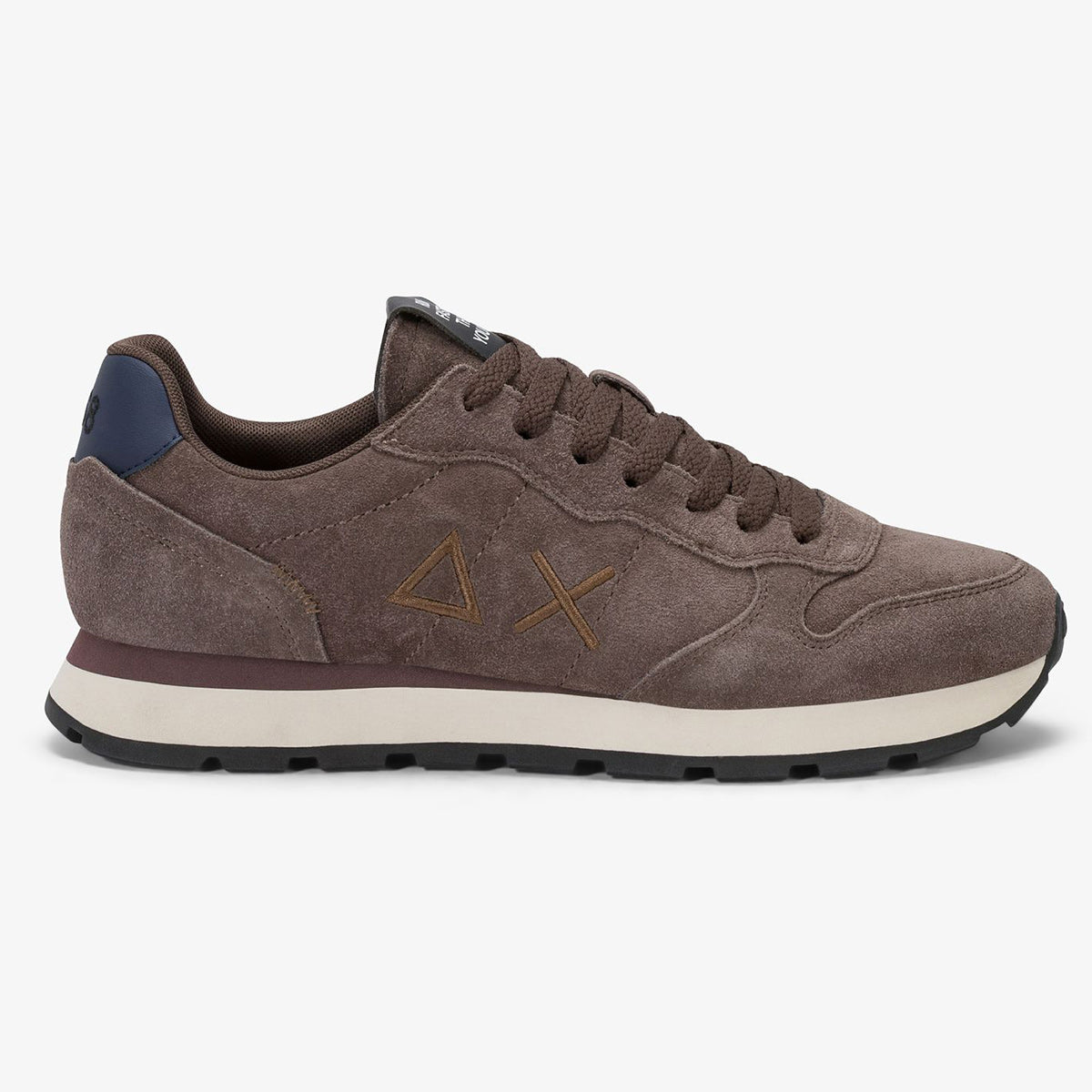 Sneaker in tessuto e camoscio marrone
