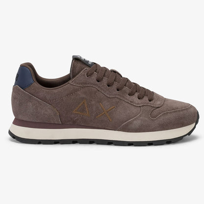 Sneaker in tessuto e camoscio marrone