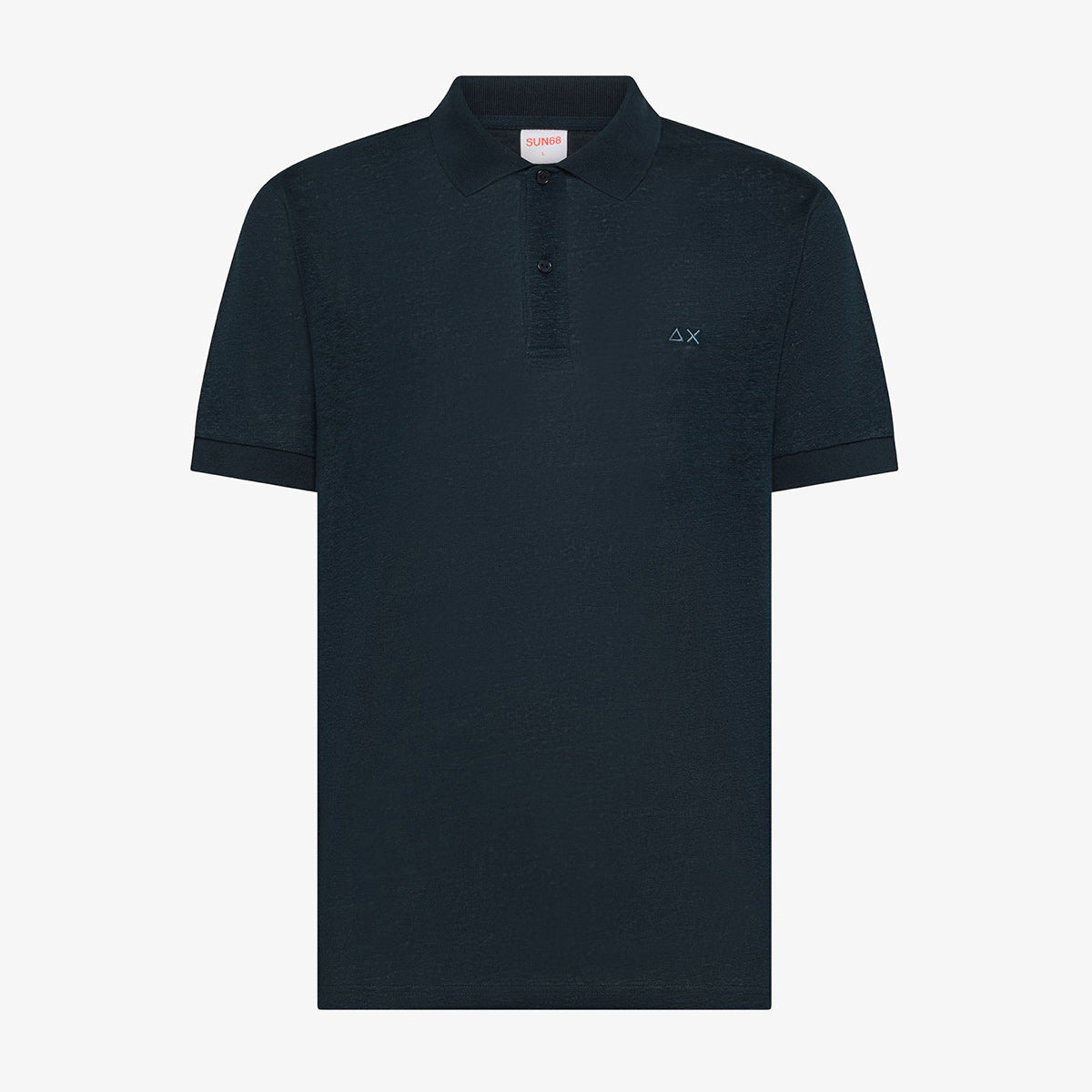 Polo blu in lino