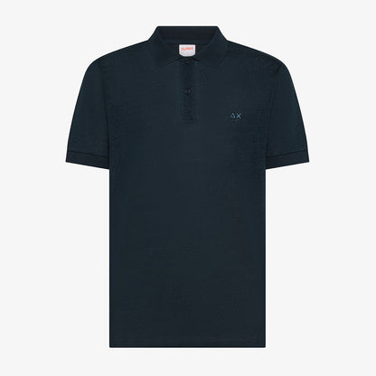 Polo blu in lino