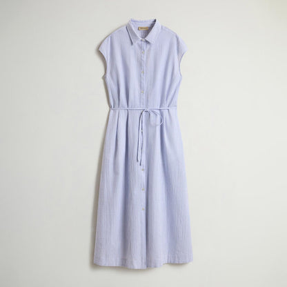 Vestito lungo goffrato a righe