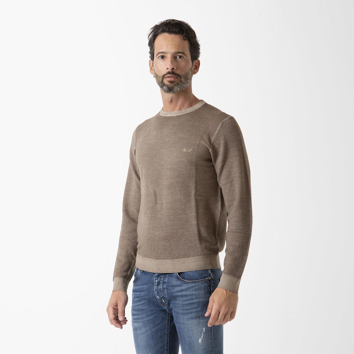 Maglione giro collo in piquet