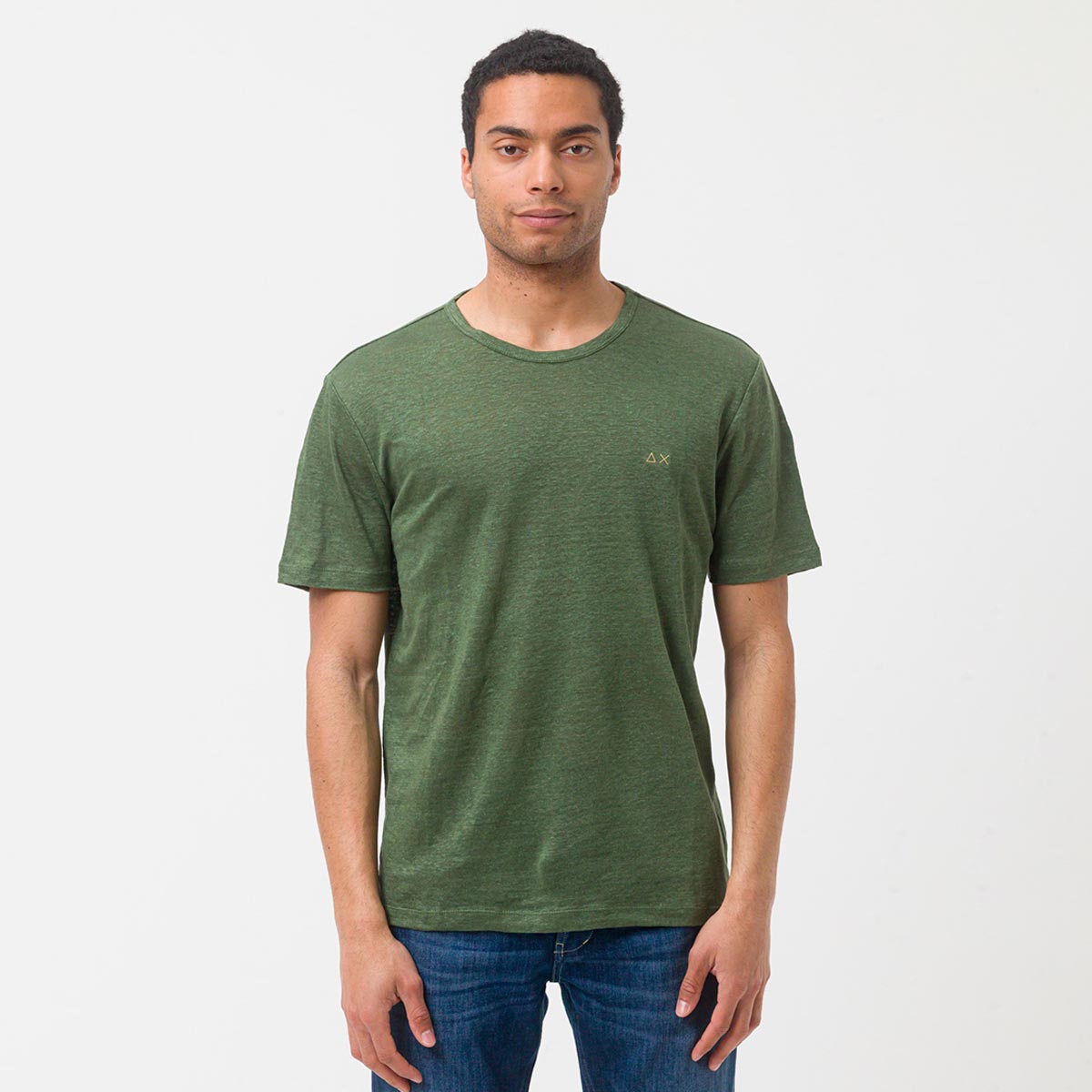 T-shirt verde in lino