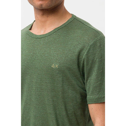 T-shirt verde in lino