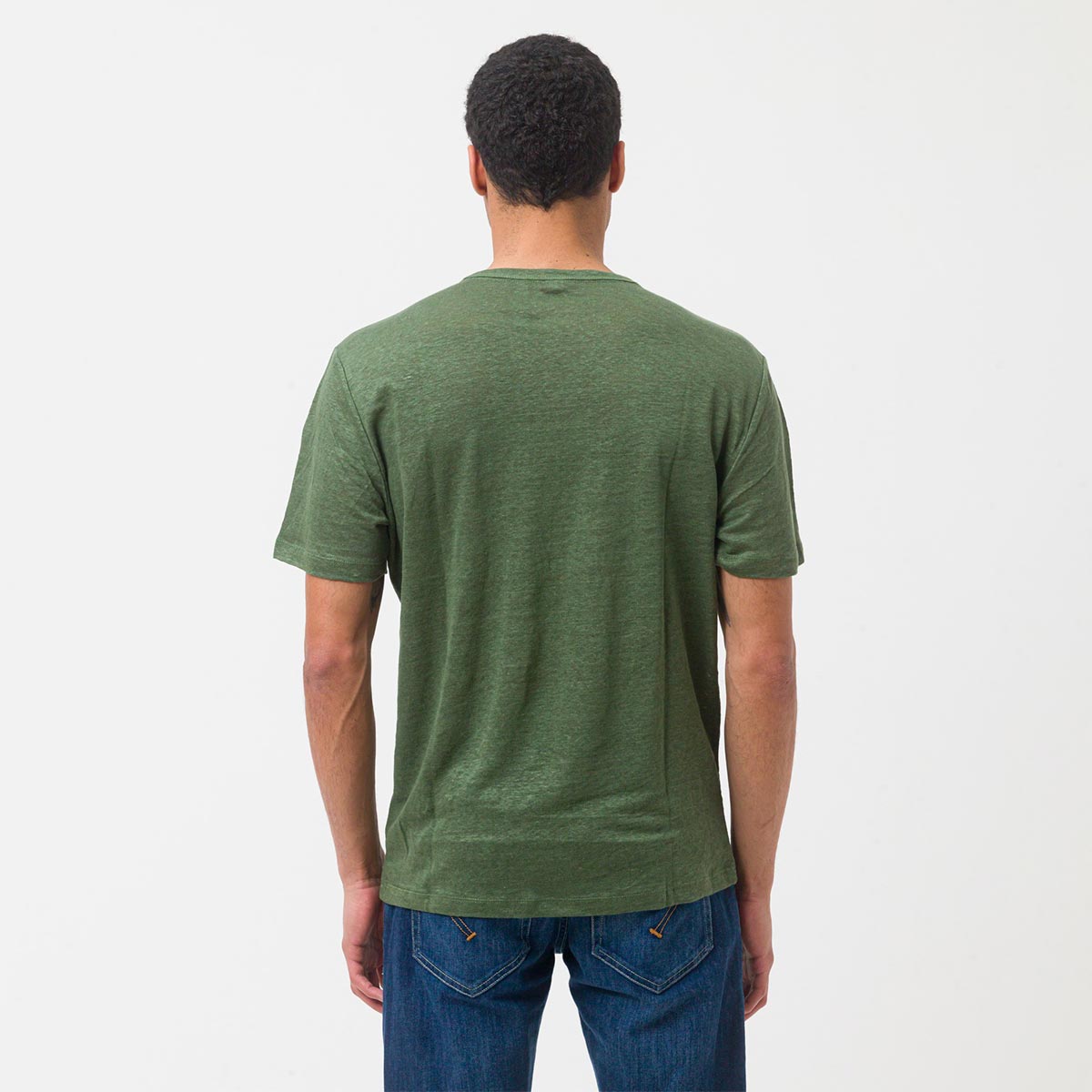 T-shirt verde in lino