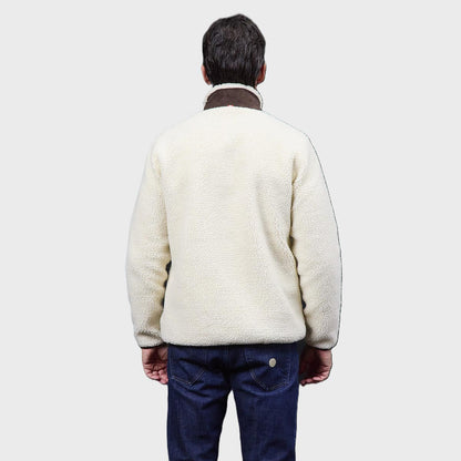 Giacca in teddy bianco con taschino