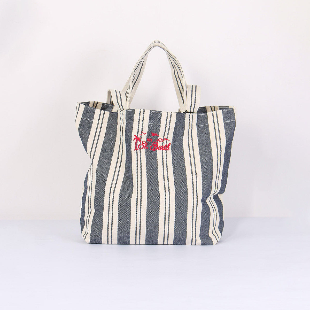 Borsa shopper a righe in cotone
