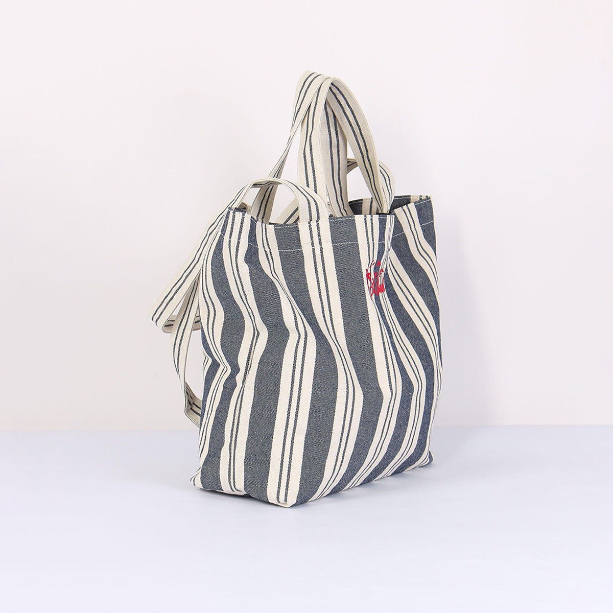 Borsa shopper a righe in cotone