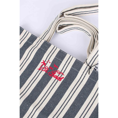 Borsa shopper a righe in cotone