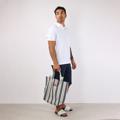 Borsa shopper a righe in cotone