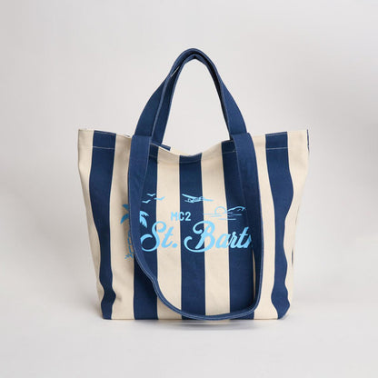 Borsa shopper in cotone a righe