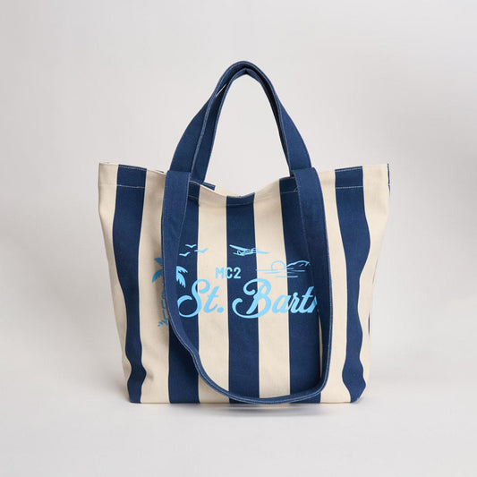 Borsa shopper in cotone a righe