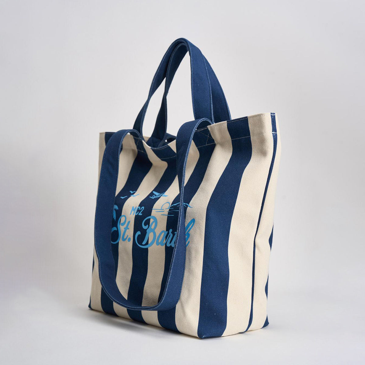Borsa shopper in cotone a righe