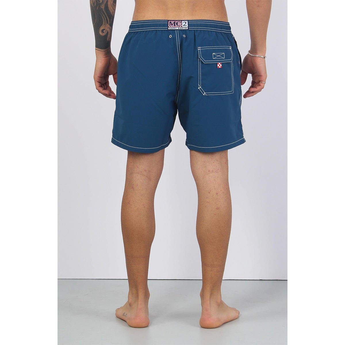 Boxer mare blu con ricamo