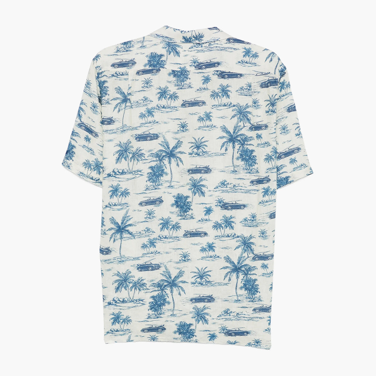 Camicia in lino con palme a mezza manica