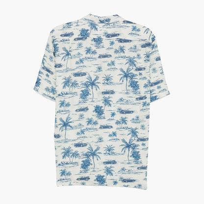 Camicia in lino con palme a mezza manica