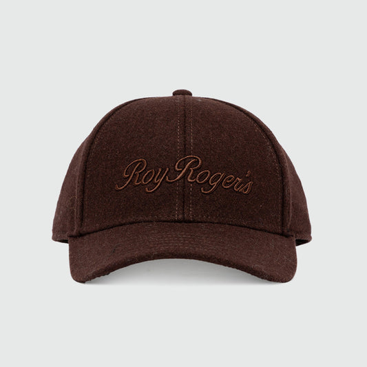 Cappello con visiera in lana marrone