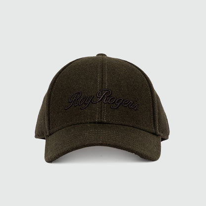 Cappello con visiera in lana verde