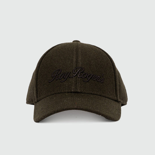Cappello con visiera in lana verde