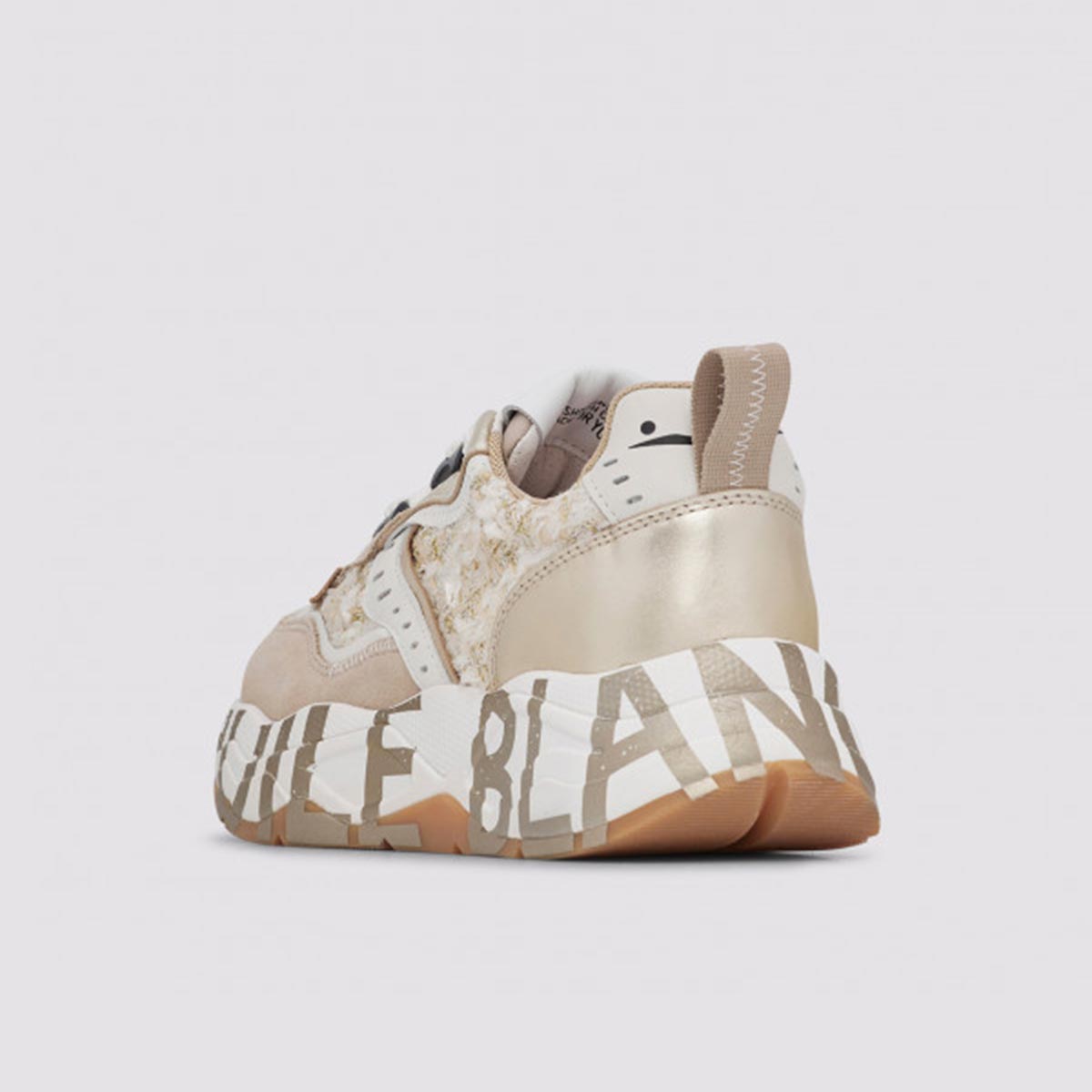 Sneaker in pelle con paillette effetto bouclé