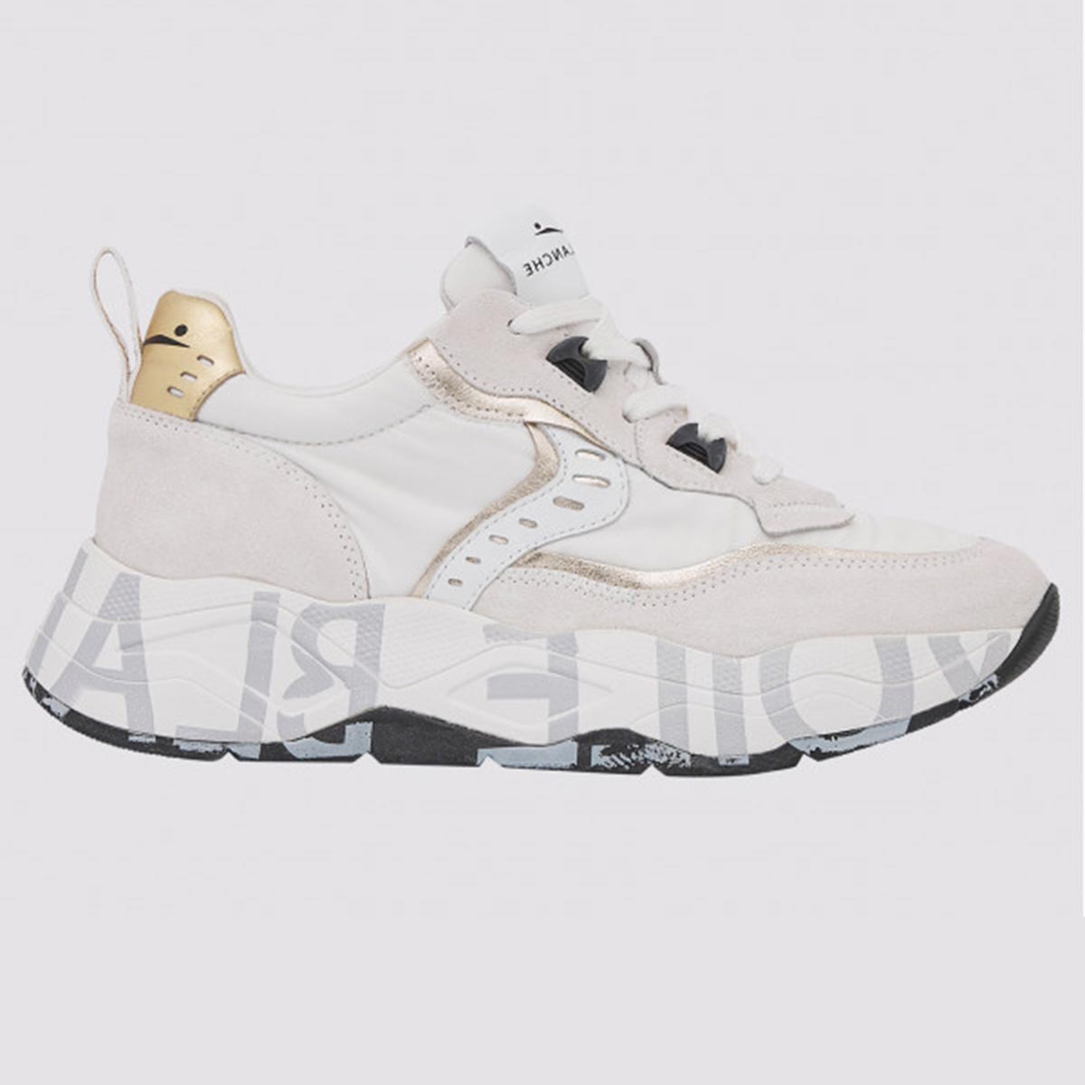 Sneaker in pelle e tessuto bianca