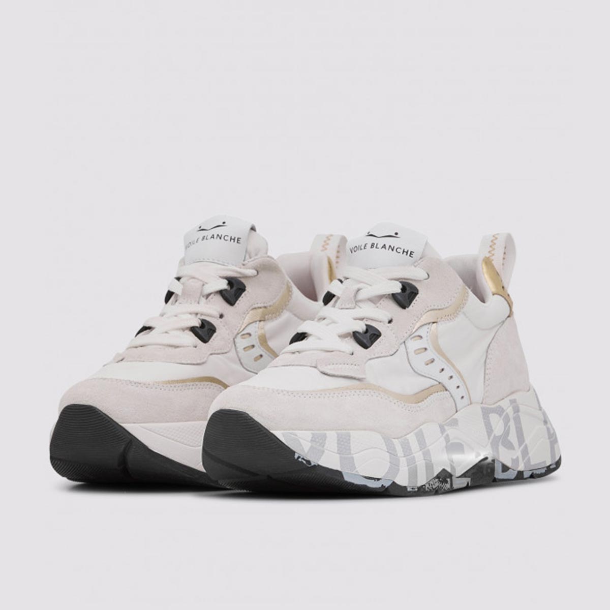 Sneaker in pelle e tessuto bianca