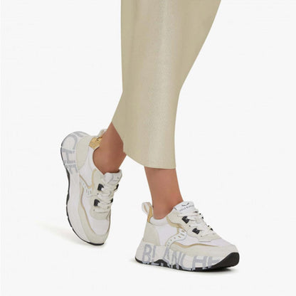 Sneaker in pelle e tessuto bianca