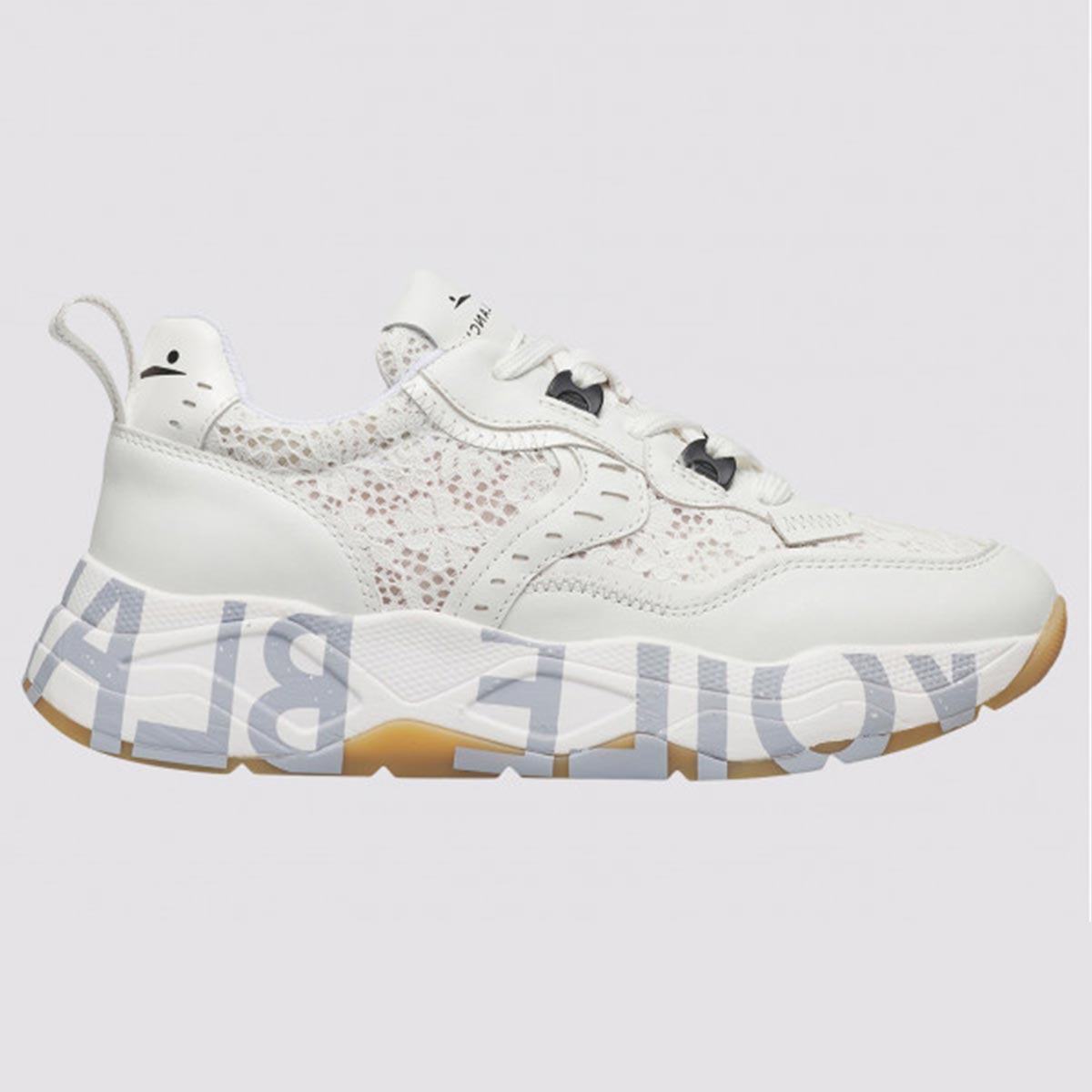 Sneaker in pelle con pizzo