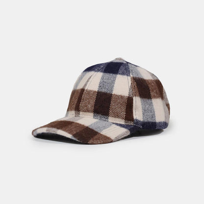 Cappello con visiera a quadri in lana