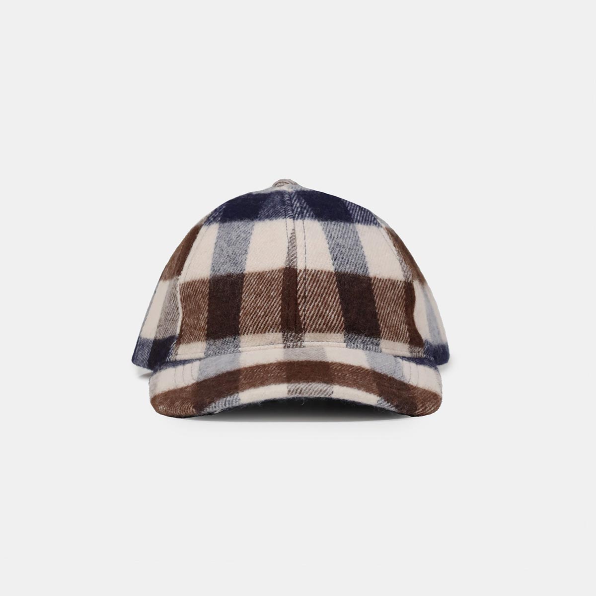 Cappello con visiera a quadri in lana