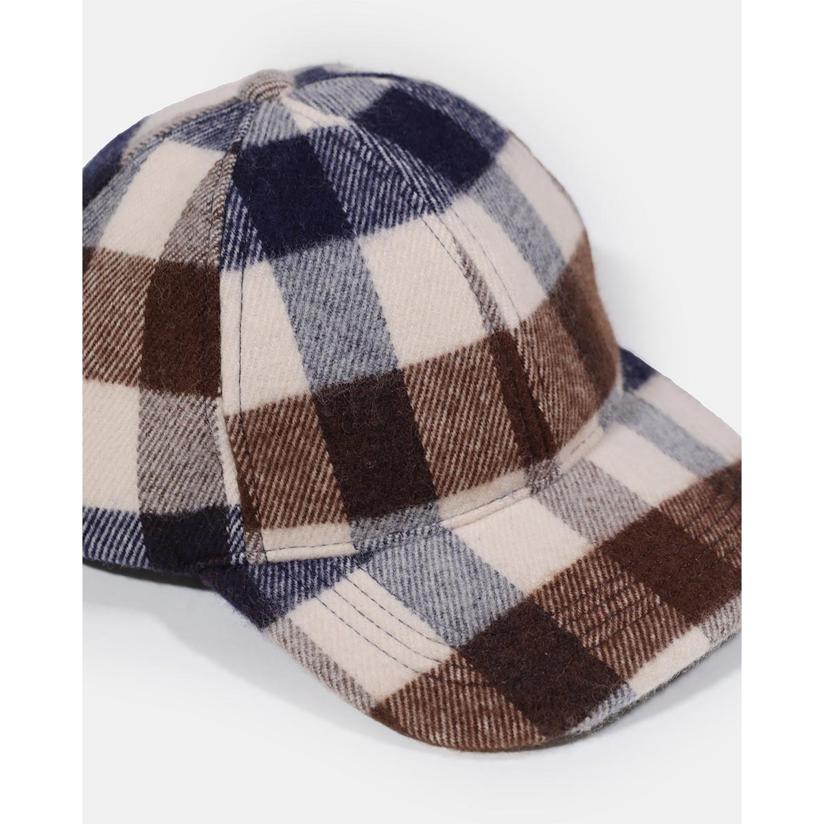 Cappello con visiera a quadri in lana