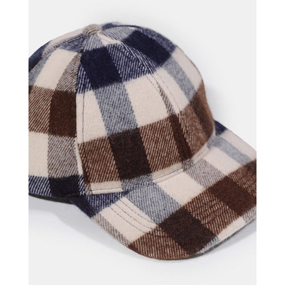 Cappello con visiera a quadri in lana