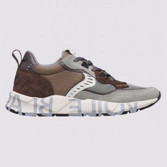 Sneaker in pelle e tessuto